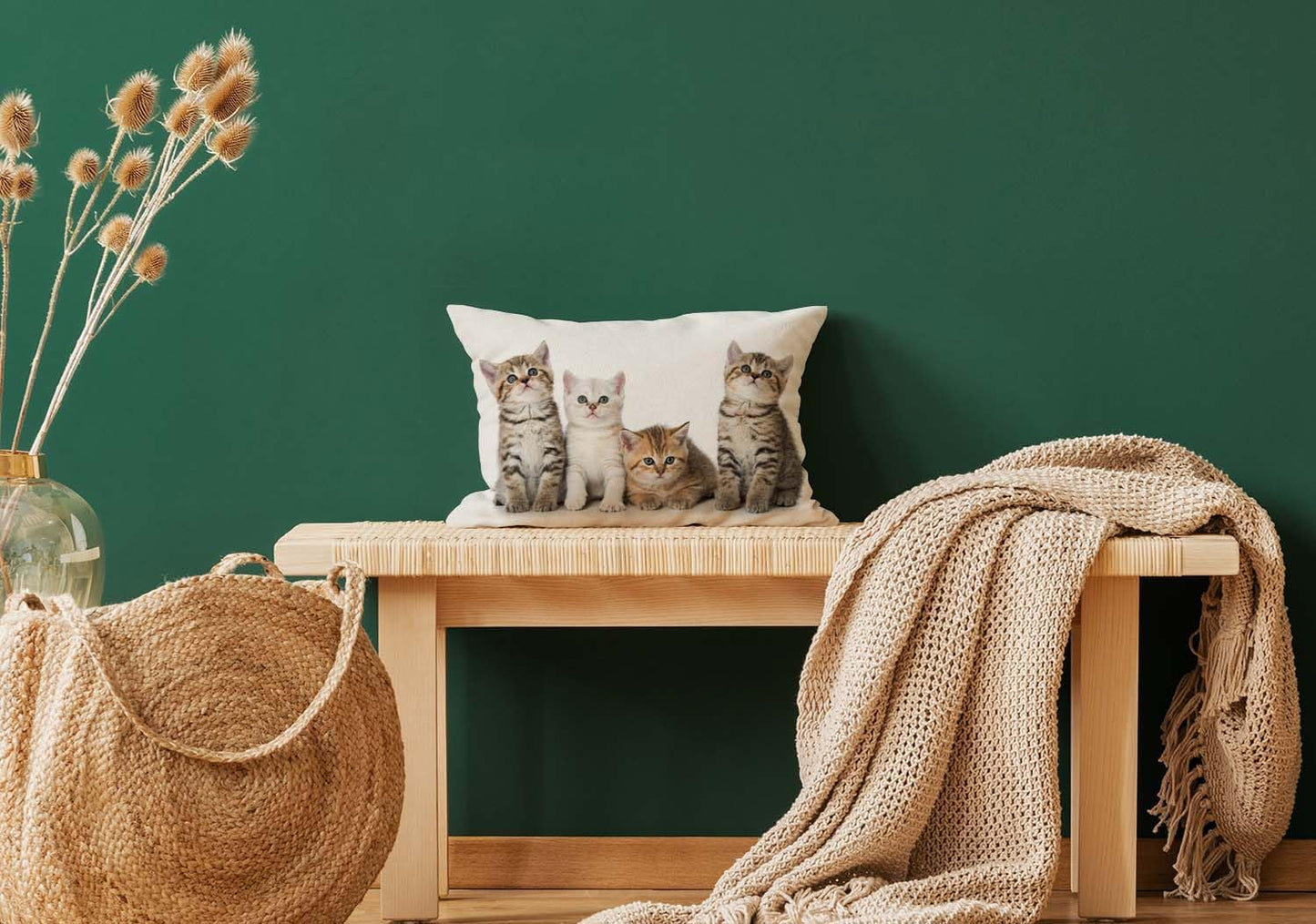 Colourful Creative Cared Cats Cotton Linen Decorative Throw Pillow Case Cushion Cover Pillowcase for Couch Sofa Bed,12 X 20 Inches