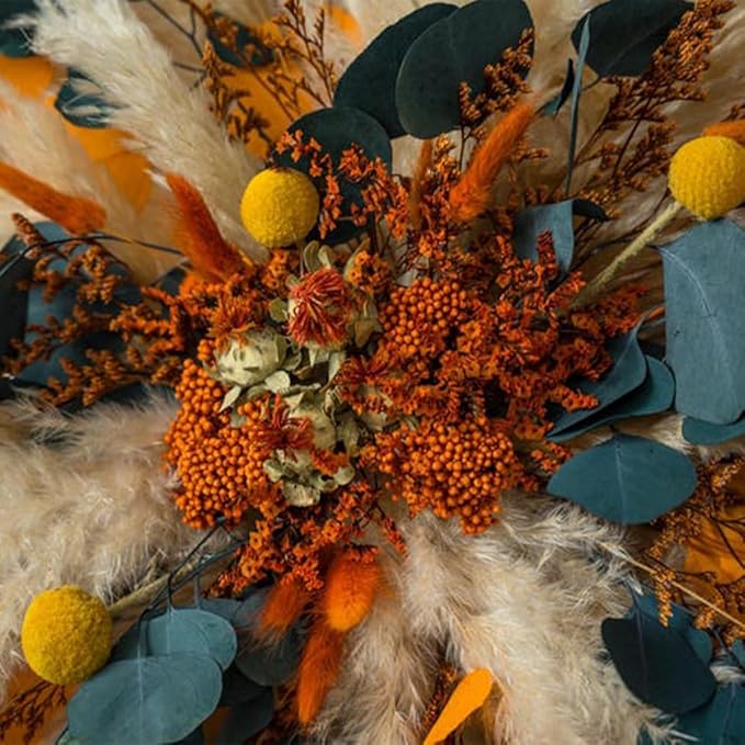 1pc DIY Neutral Pampas Grass Wall Hanging – 35 Inch Beige to Brown Reed Bouquet for Wedding Arches, Home Entryways, and Boho Wall Decor (Autumn Blaze)