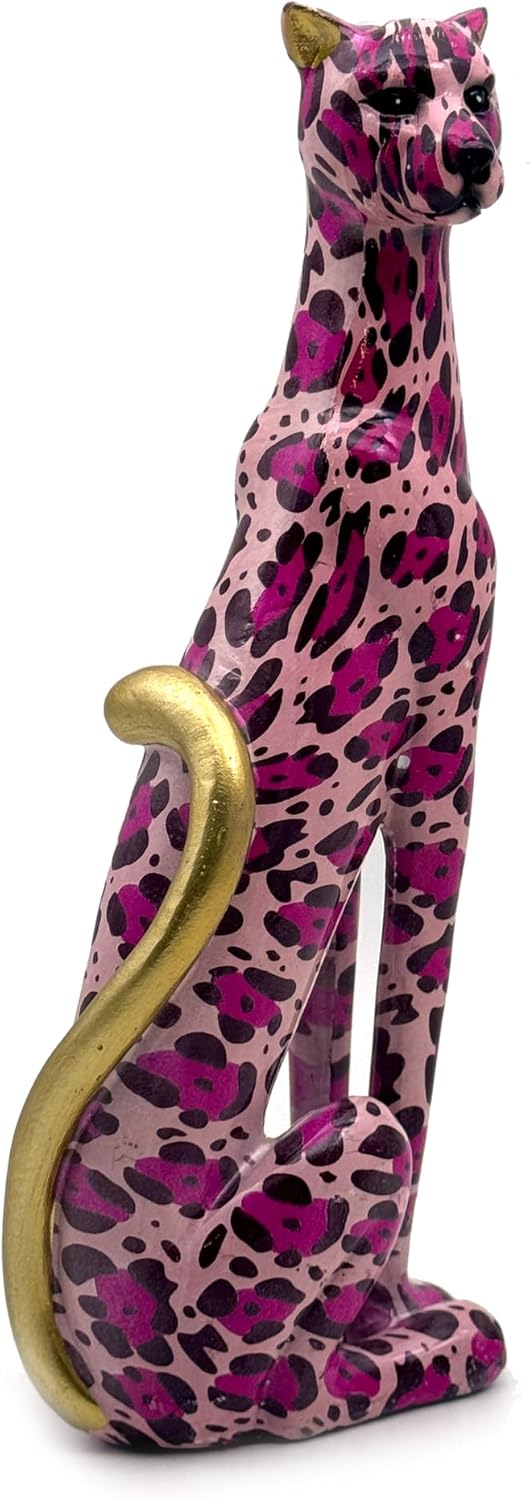 Colorful Leopard Statue Art Figurine Sculpture Collectible Gifts for Leopard Lover Office Home Decor Desk Accessories Decoration Garden Figurines Outdoor Decor (Color B)