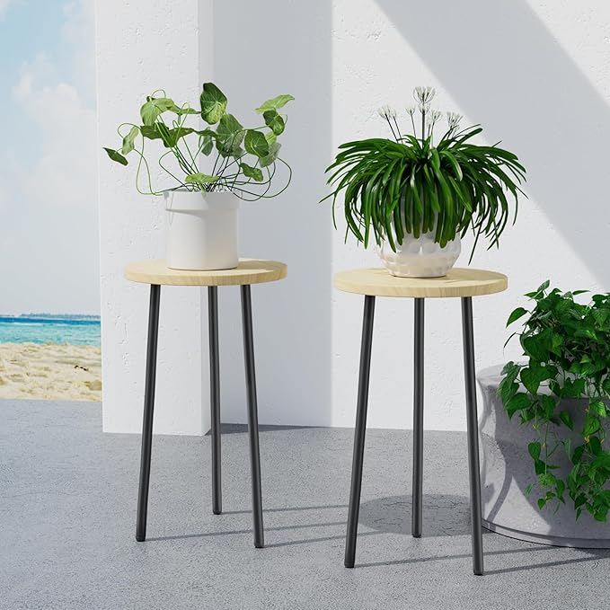 Plant Stand Indoor Outdoor: 2 Pack Indoor Plant Stand 20'' Convertible Multi-purpose Holder - Mid Century Modern Decor - Tall Plant Table for Living Room/Balcony/Garden/Patio