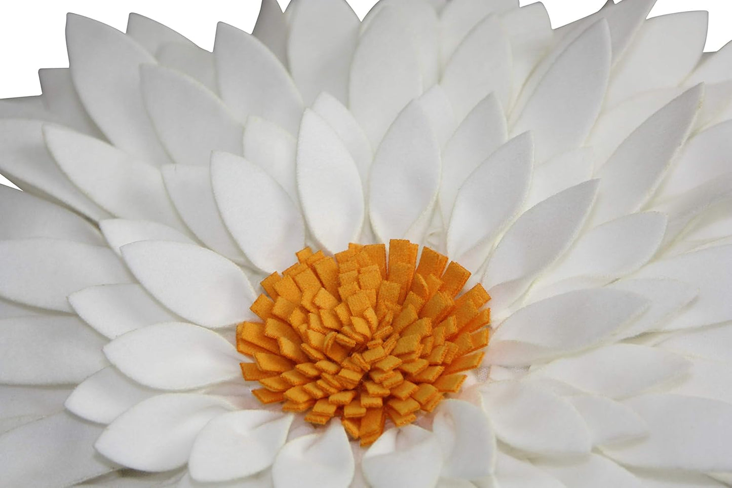 Contempo Lifestyles Design Patented 3D Daisy Flower Decorative Pillow - Couch & Bed Shaped Pillow (18" Flower, 16" With Insert, Ivory/Gold)