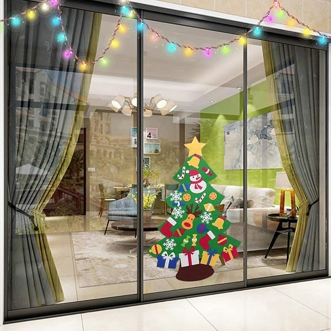 YEAHBEER Felt Christmas Tree for Kids Wall, 3.2FT Felt Christmas Tree with 30 Detachable DIY Christmas Ornaments,Xmas Gifts, New Year Door Hanging Decorations