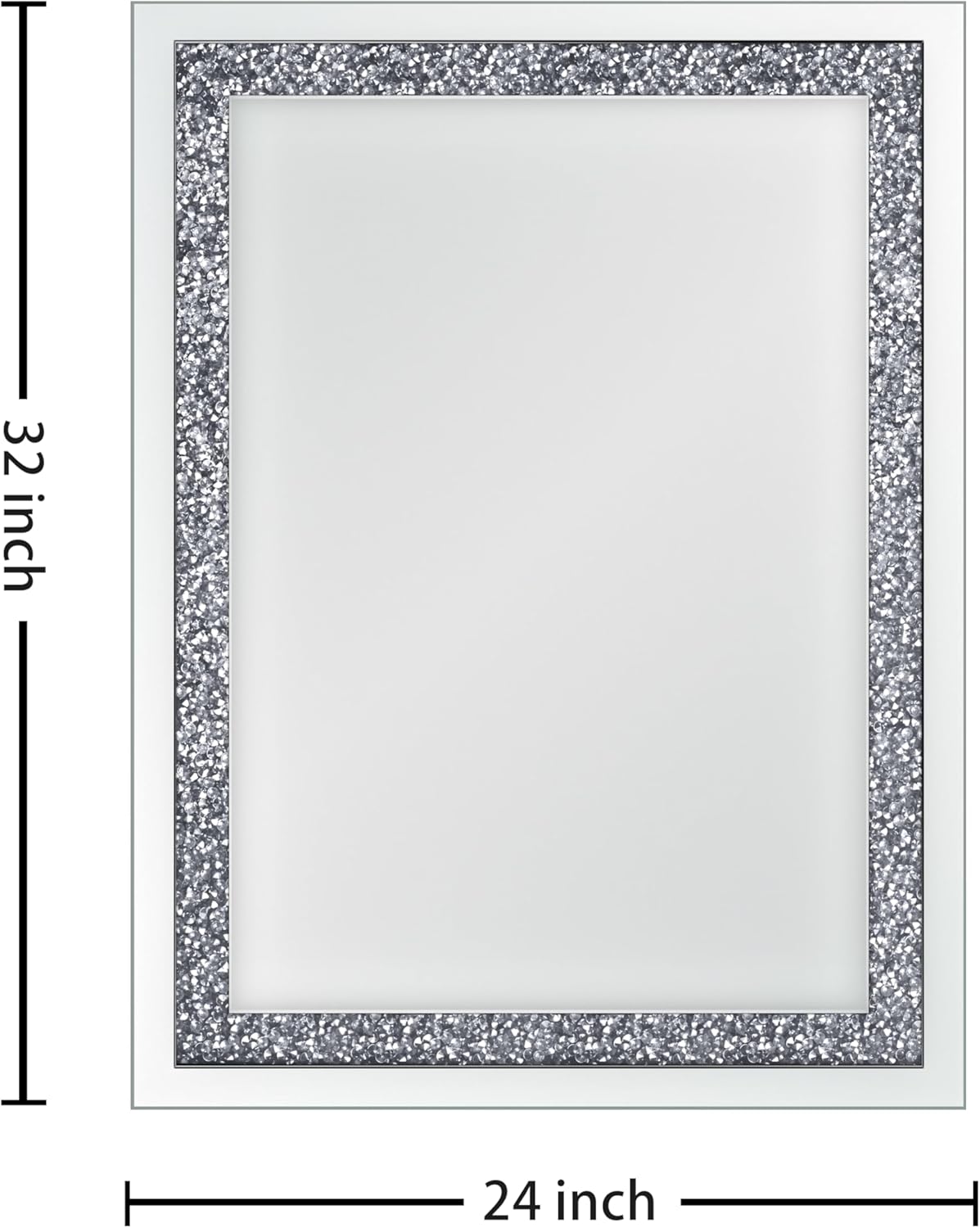 Crystal Crush Diamond Mirror-24x32Silver Mirror, Gorgeous Wall Mirror, Rectangle Mirrors for Wall Bathroom, Bedroom, Dining Room and Living Room