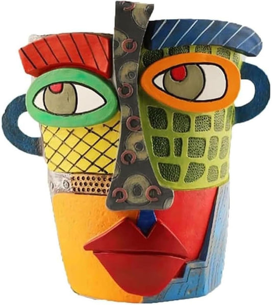 Generic Picasso Brutalist Abstract Beauty Face Flower Pot Acolorful Art Resin Handmade Face Planters Pots Head for Home Art Decor Balcony Ornaments (Modern), RCZED152