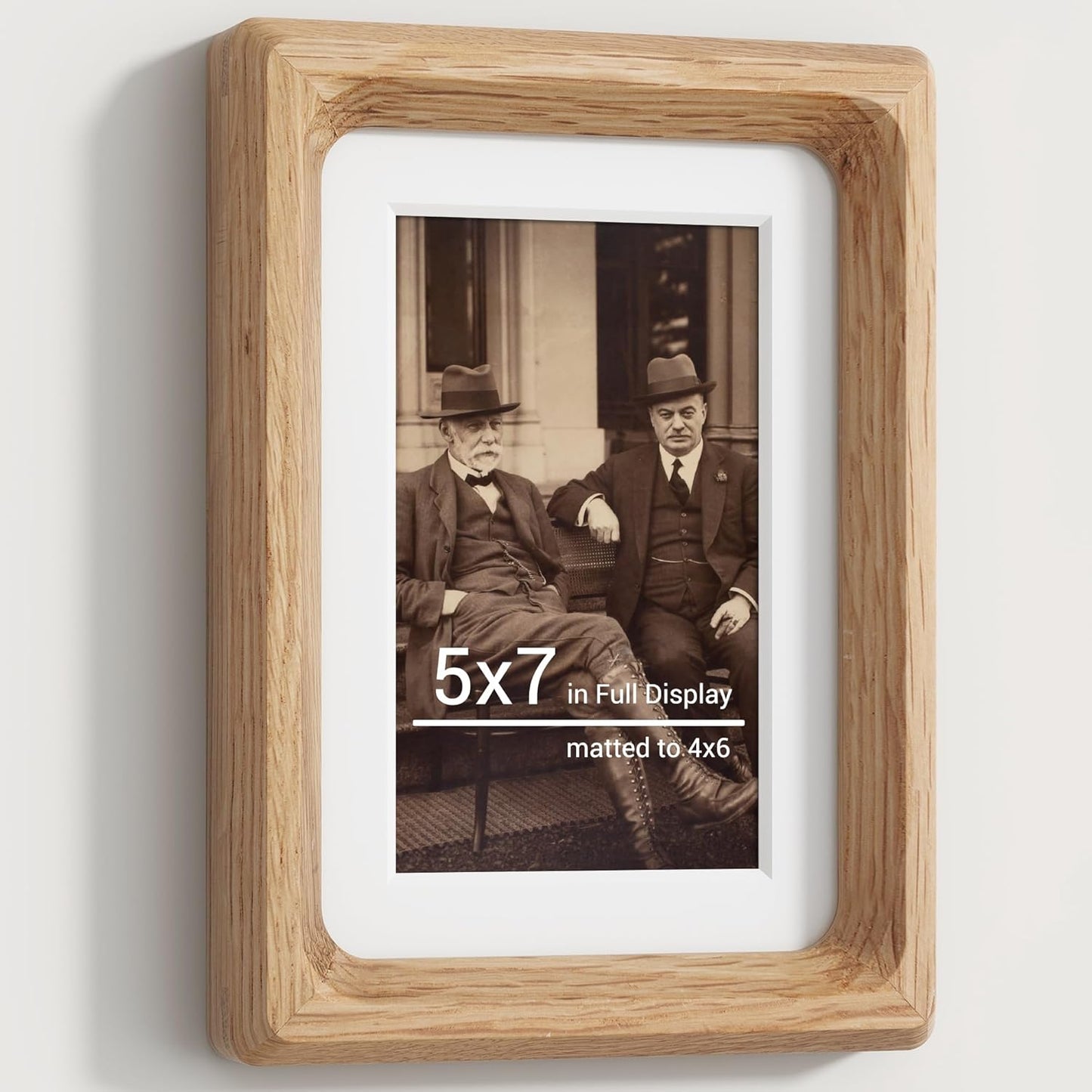 Heimlove 5x7 Picture Frames Natural Oak,Original Wood Hand Make Crafted Photo Frame with Mat to 4x6 Graduation Picture Display,Family Picture,Wedding Picture Tabletop & Wall Decoration