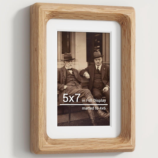 Heimlove 5x7 Picture Frames Natural Oak,Original Wood Hand Make Crafted Photo Frame with Mat to 4x6 Graduation Picture Display,Family Picture,Wedding Picture Tabletop & Wall Decoration