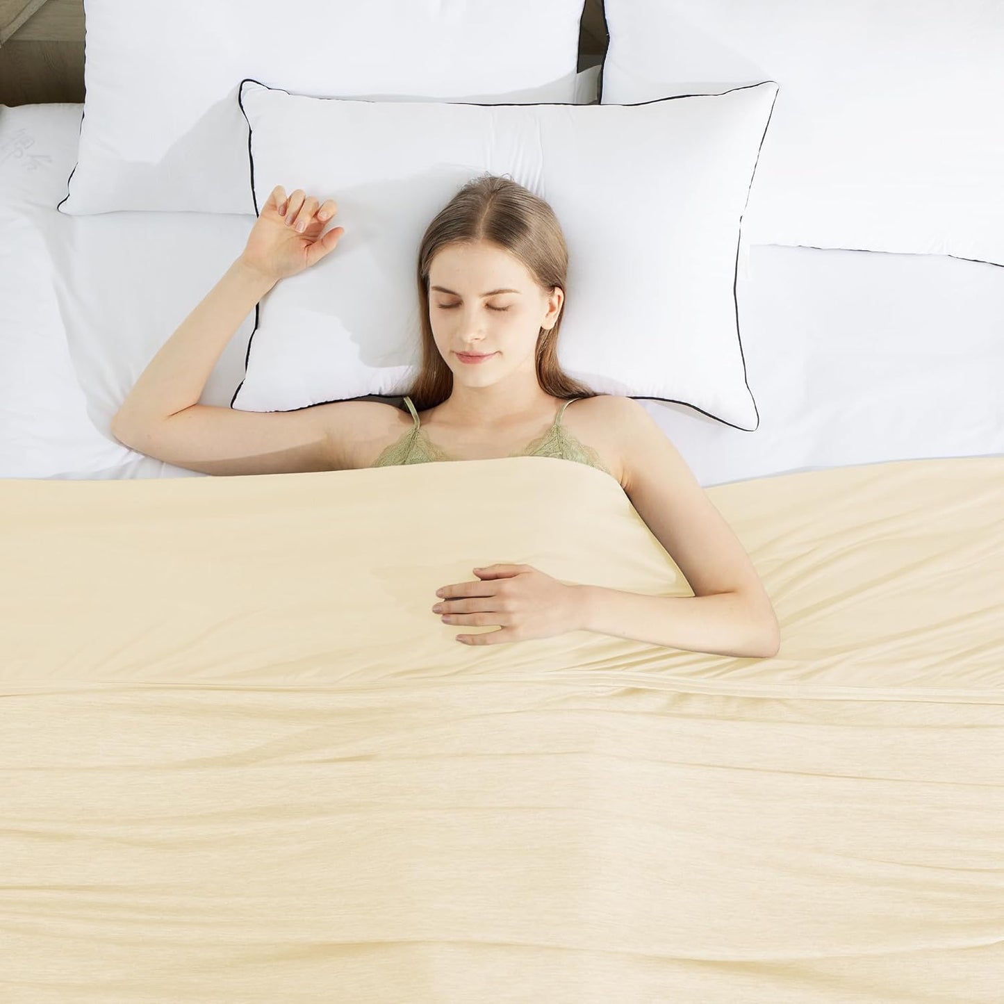 HYLEORY Cooling Blankets for Hot Sleepers, Cool Summer Blanket Keep Body Cool for Night Sweats Double Sided Lightweight Breathable Blanket for Bed Couch Sofa, Throw (50"x70"), Beige