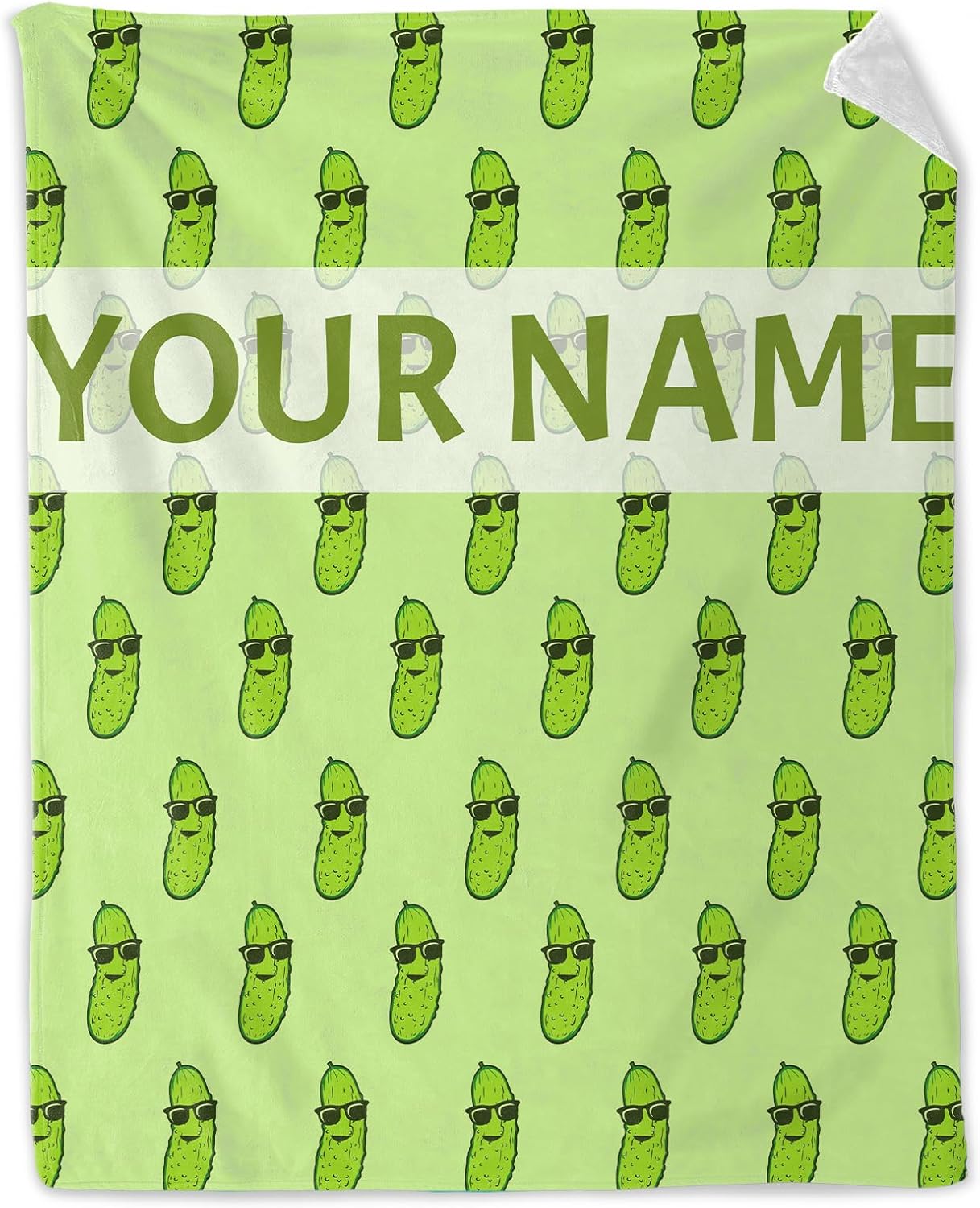 Custom Pickle Blanket for Girls - 60x80 Inches Twin Size with Name - Soft Fuzzy Plush Throws Gift - Green Funny Throw Blanket for Bed, Couch, Living Room