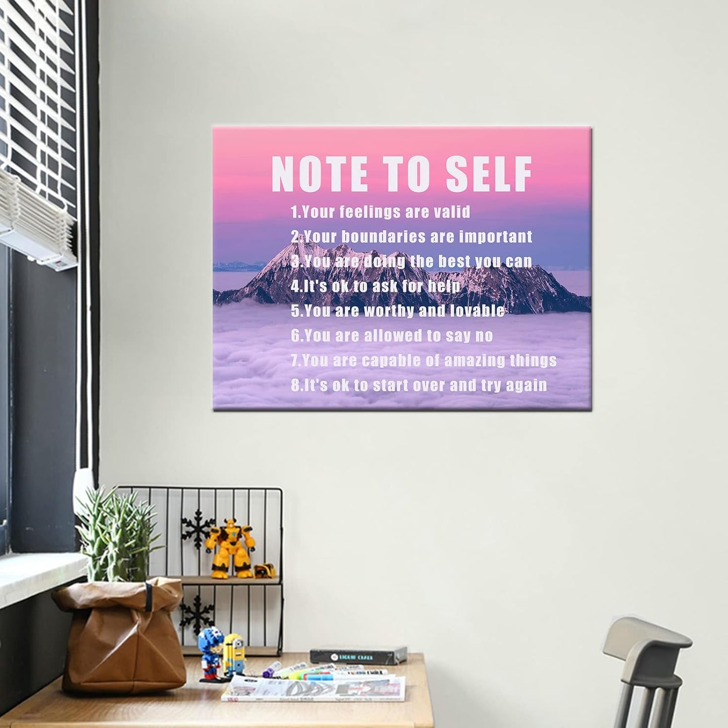 Inspirational Canvas Painting Note to Self Motivational Wall Art Entrepreneur Quotes Poster Prints Wall Pictures for Living Room Home Decor Office Canvas Framed Ready to Hang [18''Wx 24''H]