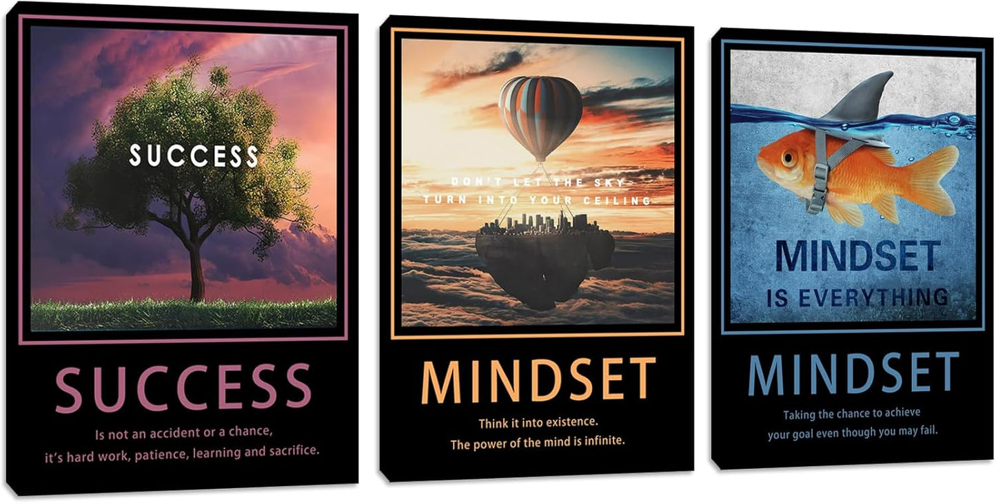 Inspirational Motivational Posters & Art - Wall Decor for Living Room, Bedroom & Home Office - Easy to Hang Framed Wall Decor Canvas Art Paintings