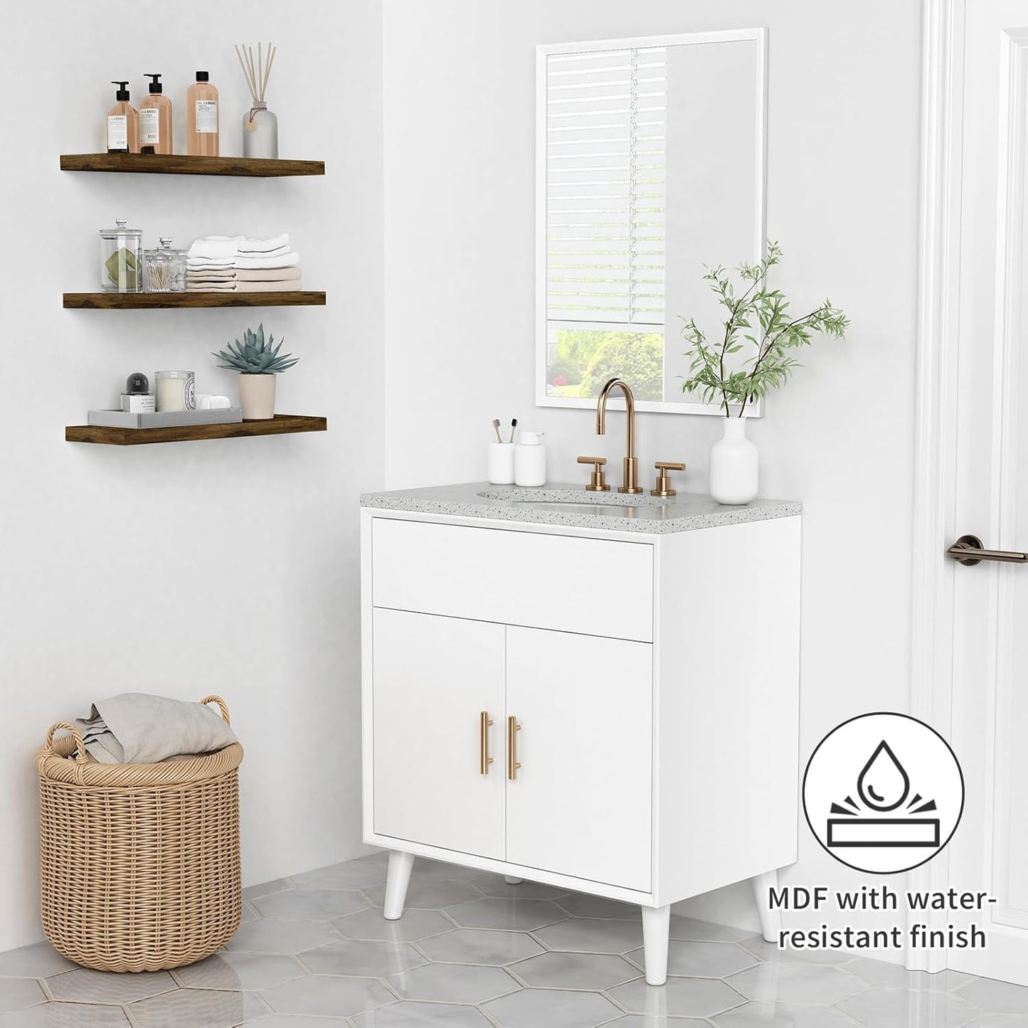 Forbena Rustic Brown Floating Shelves for Wall Set of 3, 24 Inches Long Hanging Shelves for Bedroom Storage, Large Wall Mounted Shelves for Living Room Books, Closet (Dark Wood)