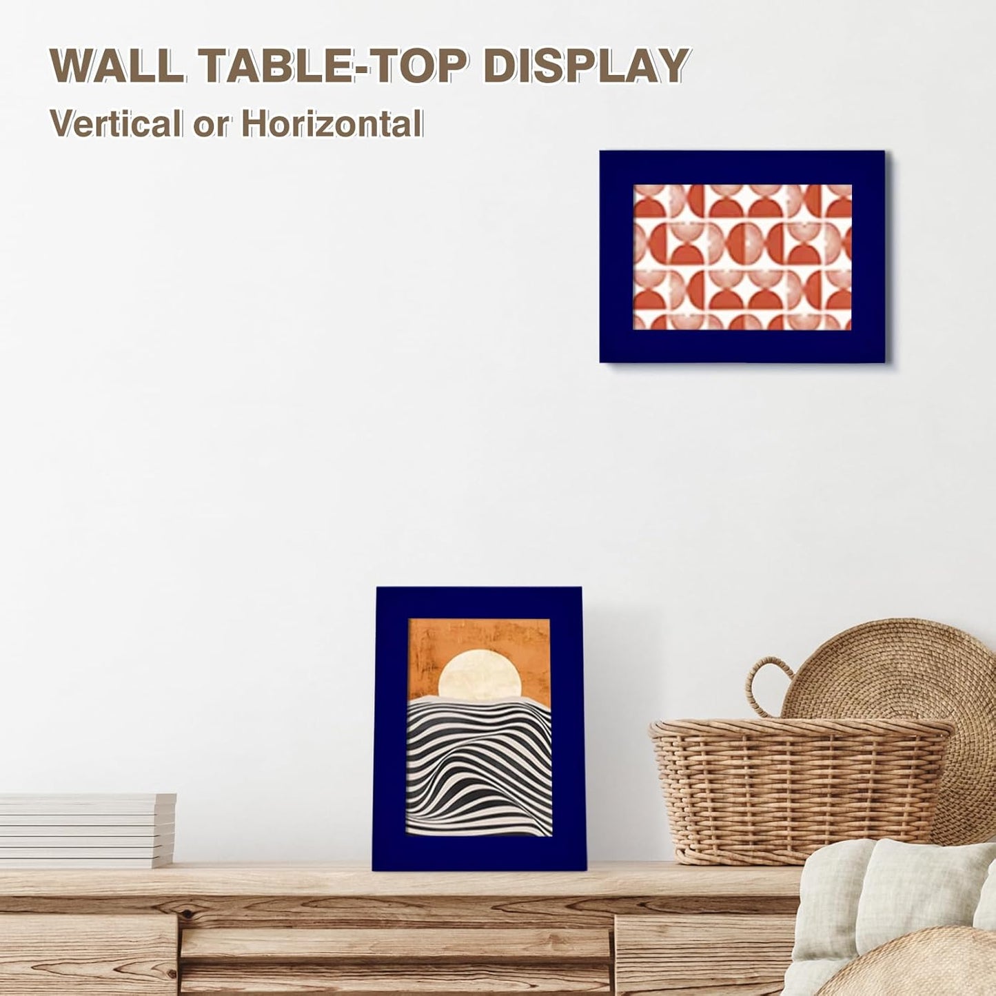 KINLINK 3.5x5 Picture Frames Navy, Solid Wood Frames with Plexiglass for Table Top and Wall Mounting, Photo Frames for Horizontal or Vertical Display, 4 Pack