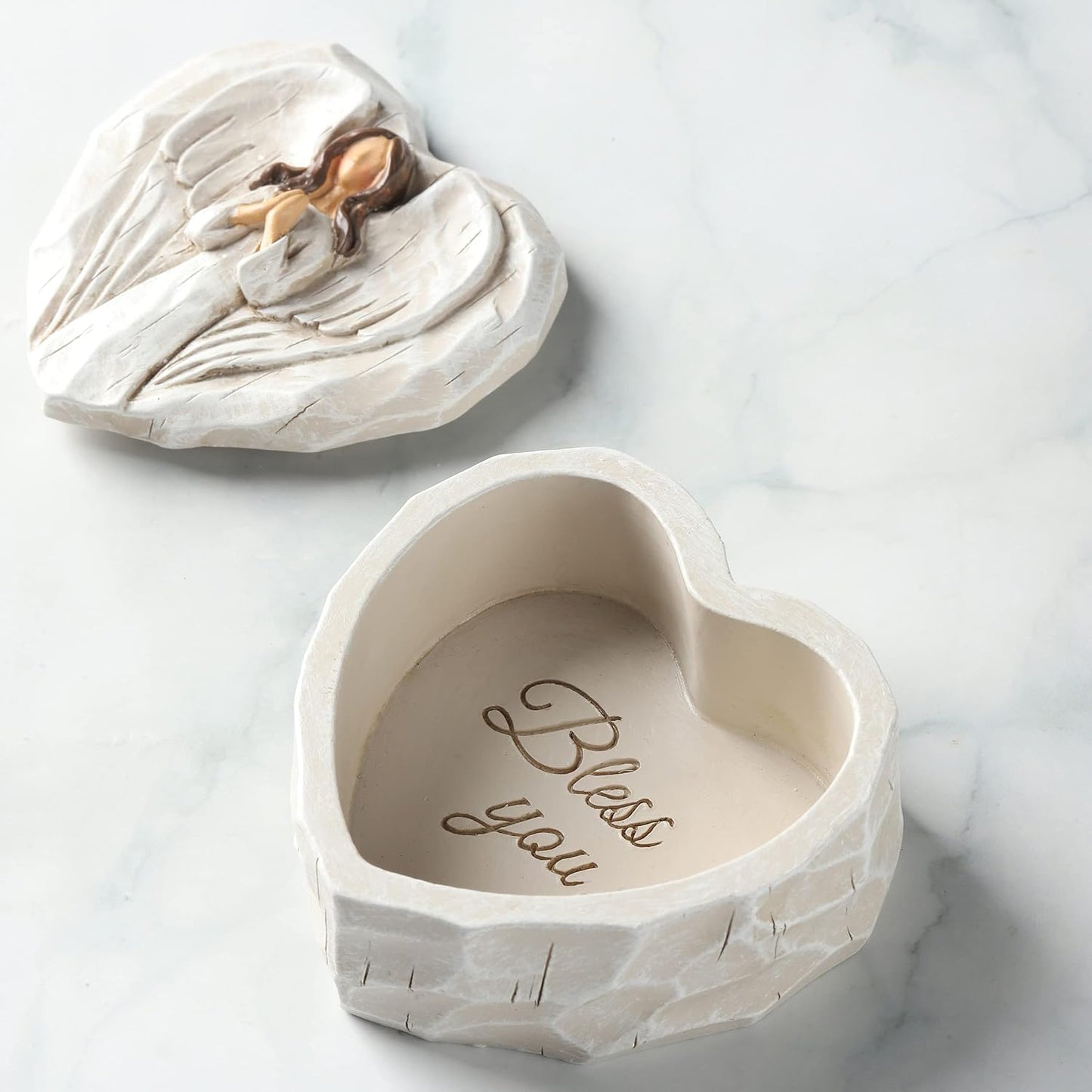 Hodao Angel Figurines Angel Gift Sculpted Hand-Painted Keepsake Box