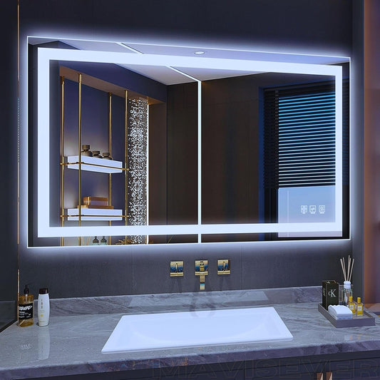 LED Bathroom Mirror 40"x 24",Front Lit and Backlit Bathroom Mirror with Lights,Stepless Dimmable,Anti-Fog, Shatter-Proof, Memory, 3 Colors Lighted Vanity Mirror (Horizontal/Vertical)
