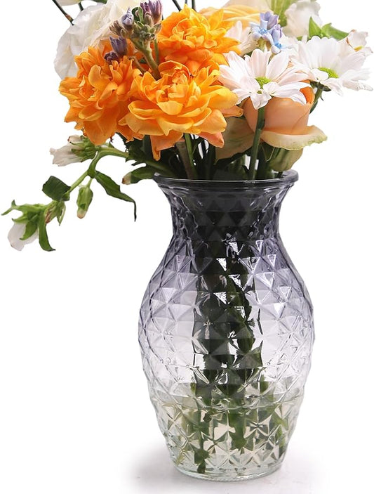 Vase for Flowers Small Glass Vases for Home Decor Table Centerpieces Living Room Bedroom Bookshelf Kitchen Modern Office Wedding Decoration Vintage Flower Vases Grey White