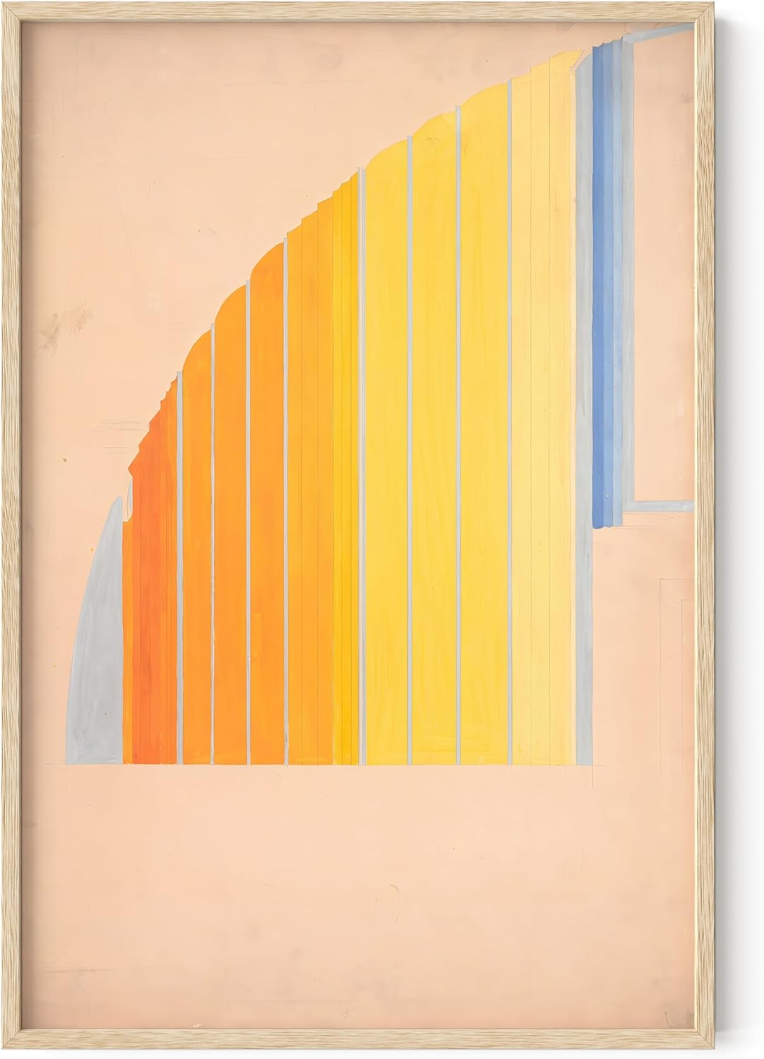 HAUS AND HUES Colorful Abstract Wall Art - Minimalist Retro Picture for Living Room Decor, Red and Pink Modern Wall Art Painting (Winold Reiss, Beige Frame, 24x36)