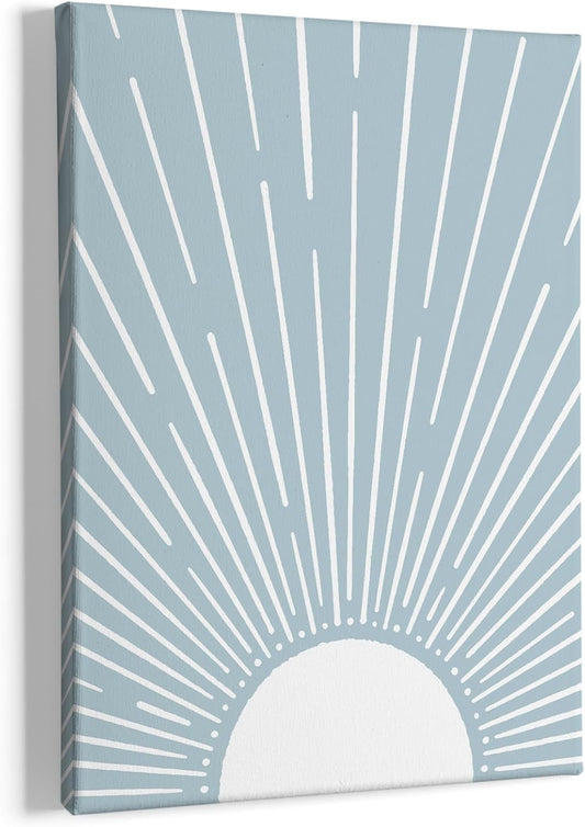 HIWX Boho Sunrise Canvas Wall Art - Boho Office & Bathroom Decor - 11x14 (Blue)