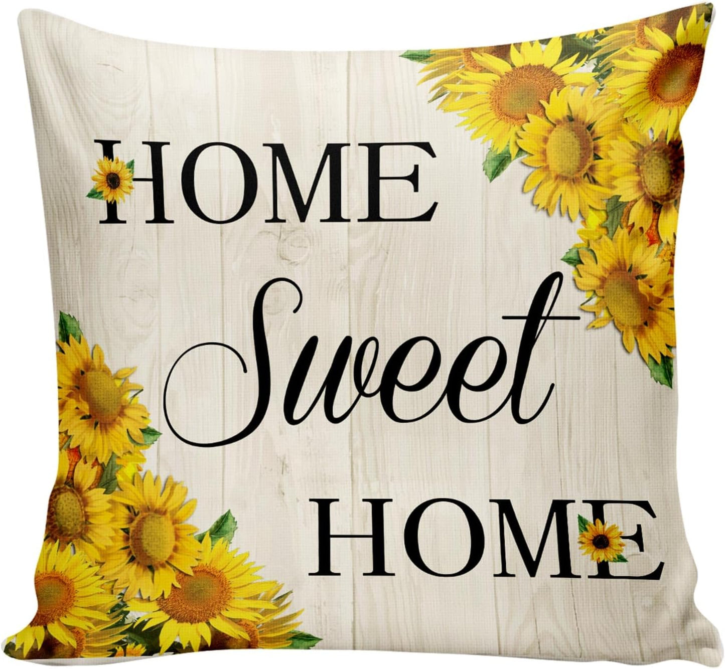 Home Sweet Home Sunflower Spring Throw Pillow Cover Farmhouse Decorative Cushion Case Sofa Pillow Case 18x18 Inch