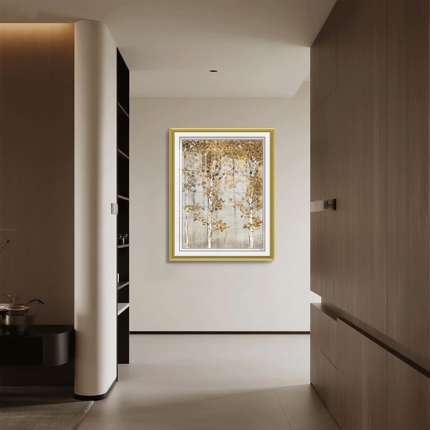 crmotu Birch Tree Wall Art, Forest Wall Art, Large Wall Decor, Autumn Woodland Framed Prints, Rustic Landscape Canvas Painting, Picture Wall Decor Living Room, Bedroom Kitchen Office Art 31X43 Inch