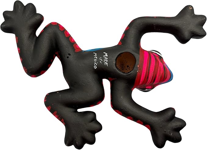 Talavera Frog Guerrero Sculpture Mexican Pottery Folk Art Multicolor Home Decor Handmade Hand Painted Indoor Outdoor Garden 6" (Multicolor)