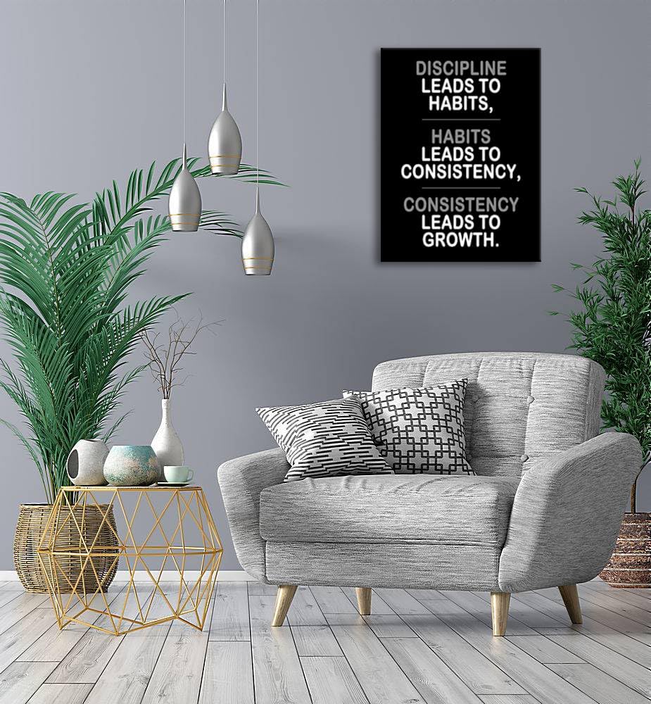 Inspirational Painting Wall Art Canvas Print Office Decor Poster Discipline Habits Consistency Growth Inspiring Framed Motivational Quotes for Home Wall Decoration Ready to Hang[18''W X 24''H]