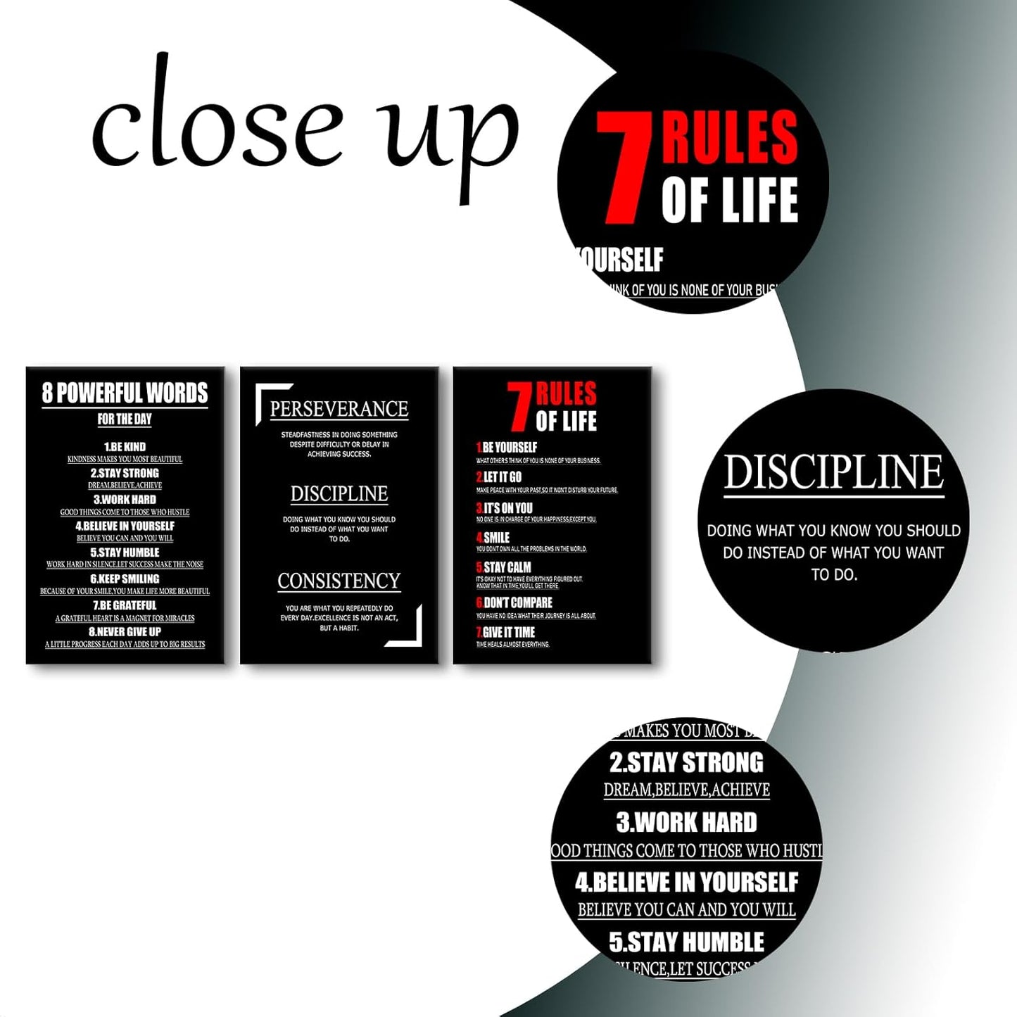 Inspirational Canvas Wall Art 3 Pc Motivational Entrepreneur Quotes Picture Painting Positive Affirmations Framed Print Poster for Living Room Office Bedroom Gym Wall Decor Ready to Hang [48''Hx24''W]