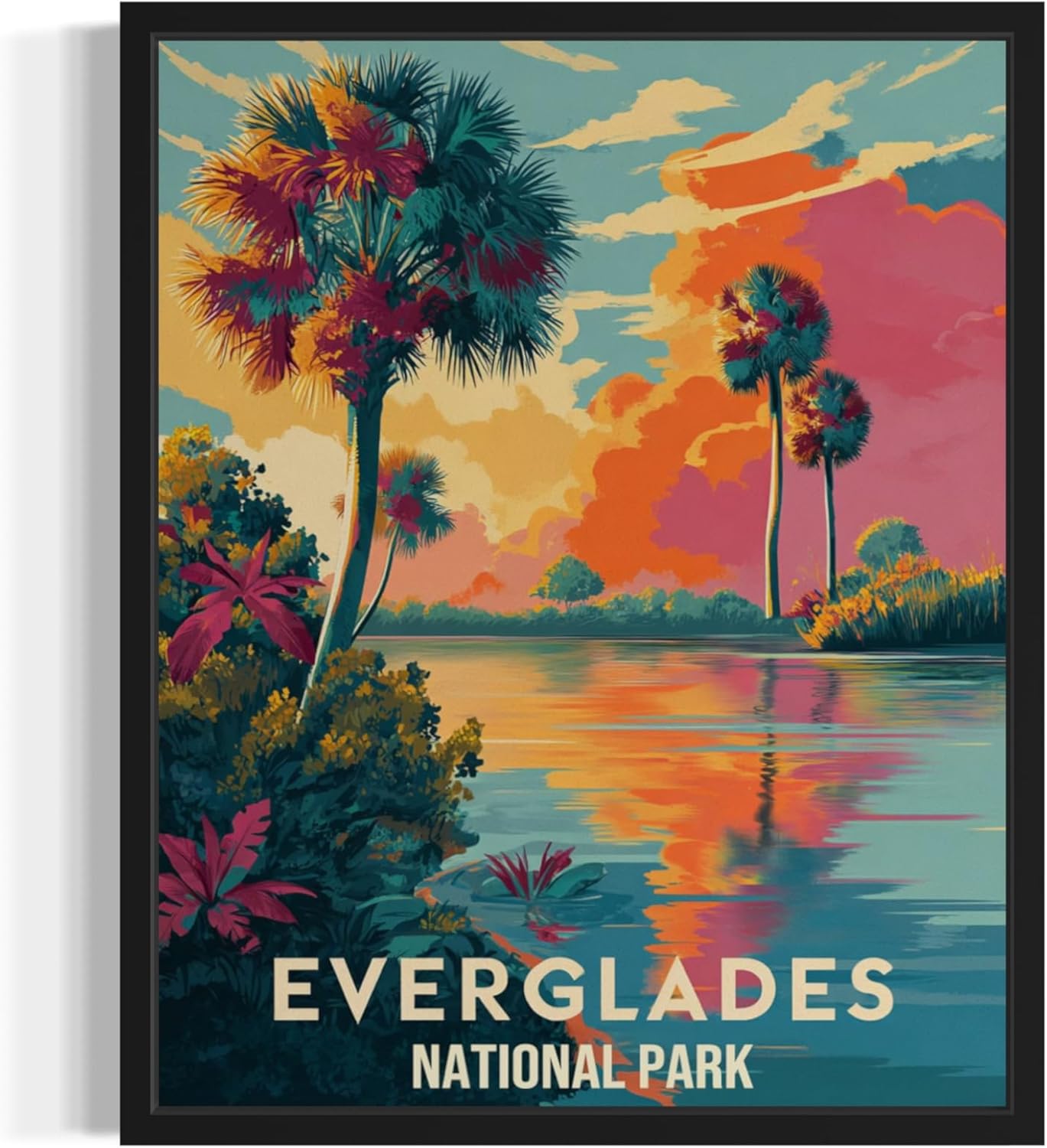 Everglades National Park Art Print Poster, Vintage Retro Pop Art Travel Wall Art Bedroom Bathroom Living Room Decor 185 (Everglades, 16 x 20 inches, Unframed)