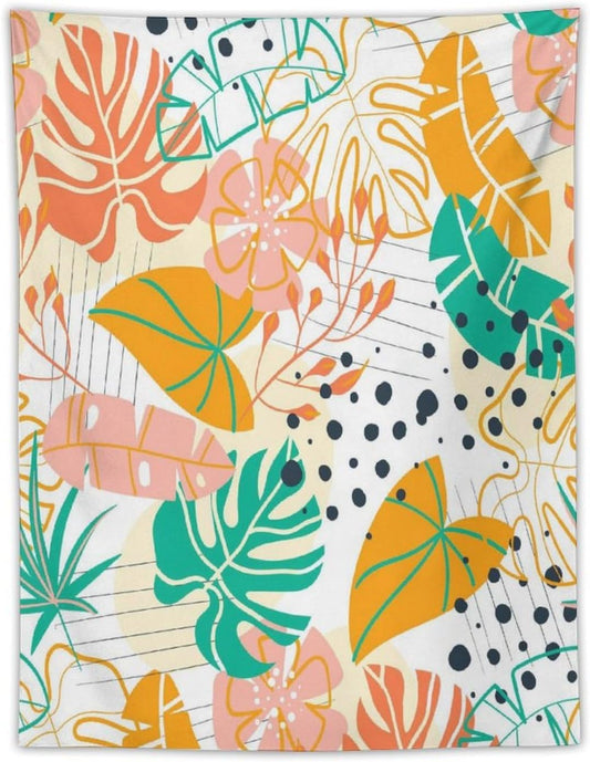 ICMOLYYENLO Tropical Palm Leaves Wall Tapestry, Wall Art for Room Decoration Beautiful Wall Hanging for Bedroom Living Room Dormitory Apartment 60x80 Inch