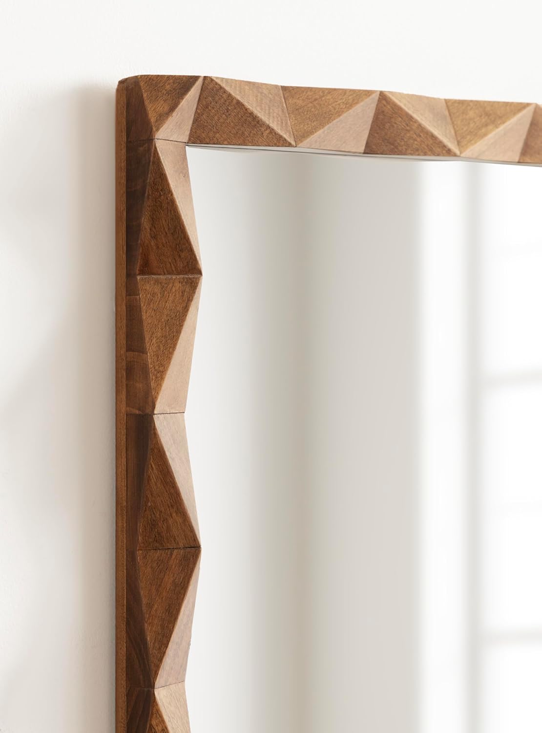 Kate and Laurel Endicott Modern Geometric Rectangle Wall Mirror, 24 x 36, Natural Rustic, Rectangular Dimensional Pieced Wood Mirror for Use as Bathroom Mirror for Over Sink or Cute Nursery Mirror