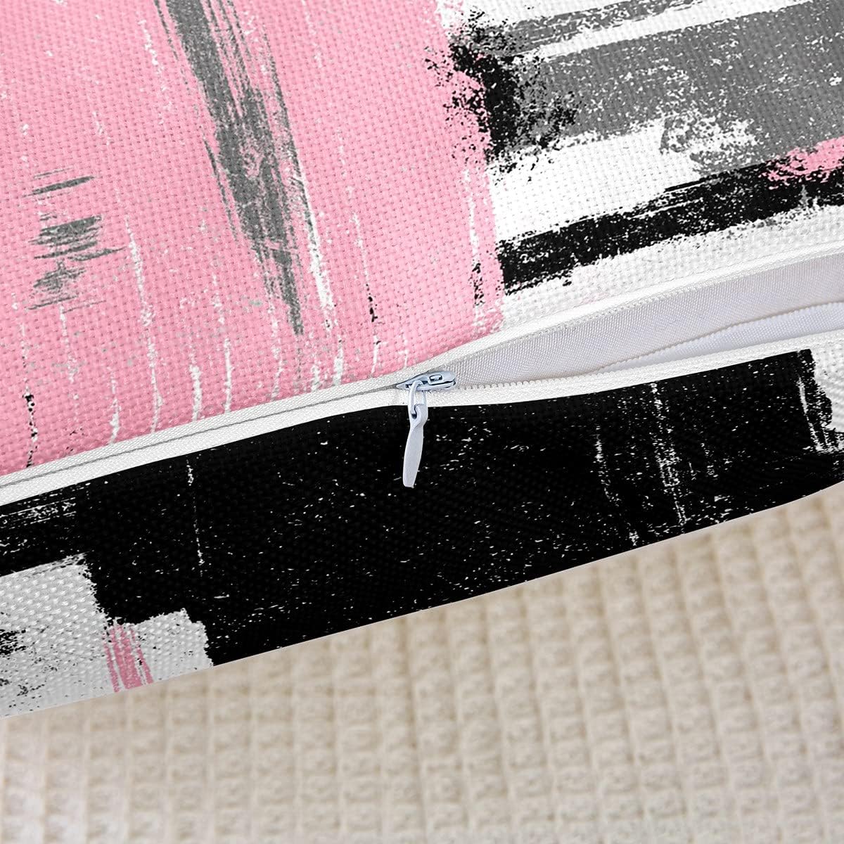 Feelyou Abstract Throw Pillow Covers for Couch Sofa Bed, Set of 2 Modern Abstract Art Decorative Pillows Cushion Covers, Black Pink White Pillow Inserts Not Included, 24x24 inch