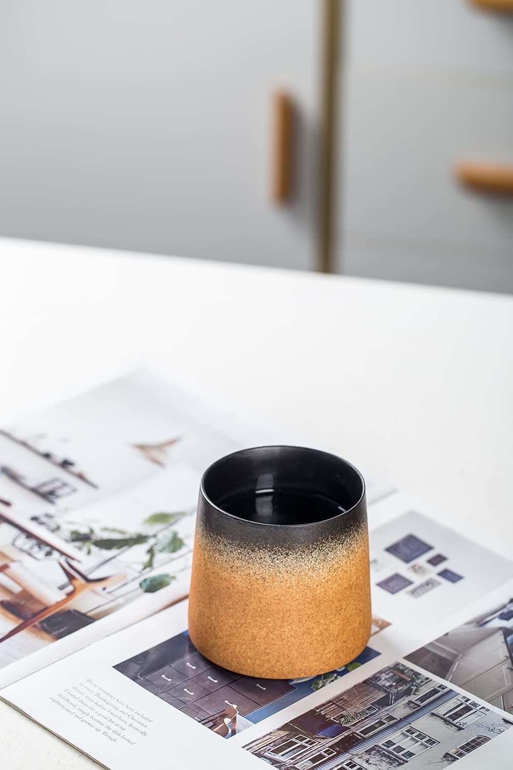 Big handmade Ceramic Coffee Mugs for Men/Women,10oz Tea Cup for Office and Home,Microwave and Dishwasher safe,Gift for Parents,Family and Friends(Burnt yellow)