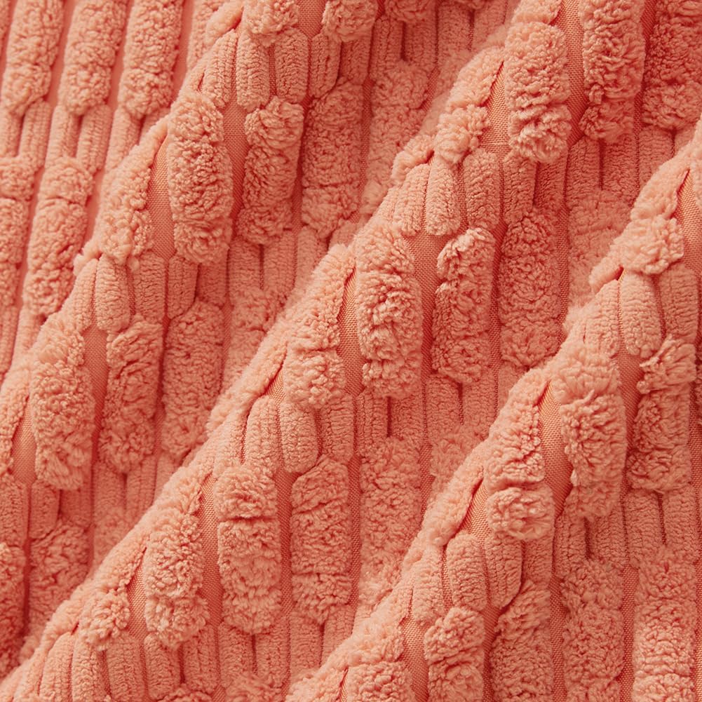 Fancy Homi 4 Packs Boho Coral Decorative Throw Pillow Covers 12x20 Inch for Living Room Couch Bed Sofa, Rustic Modern Farmhouse Home Decor, Soft Plush Corduroy Peach Cute Square Cushion Case 30x50 cm