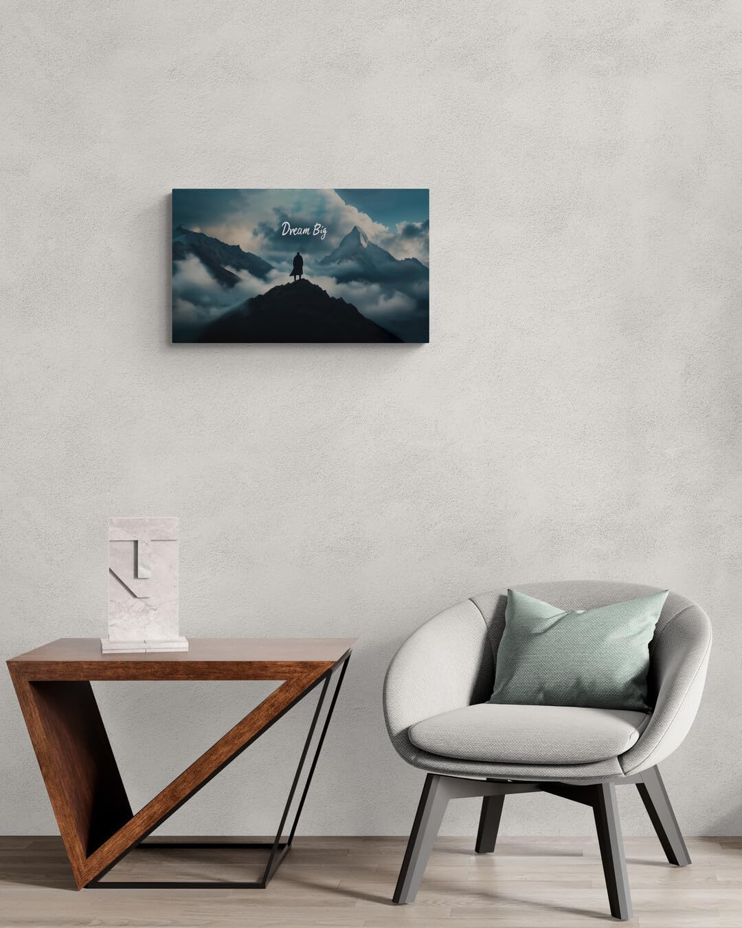 GoForArt Dream Big Motivational Canvas Wall Art, Inspirational Famous Quote Bedroom Living Room Decor, Positive Modern Landscape Mountain Office Dorm Room Poster Print (Dream Big01, 12''x20'')