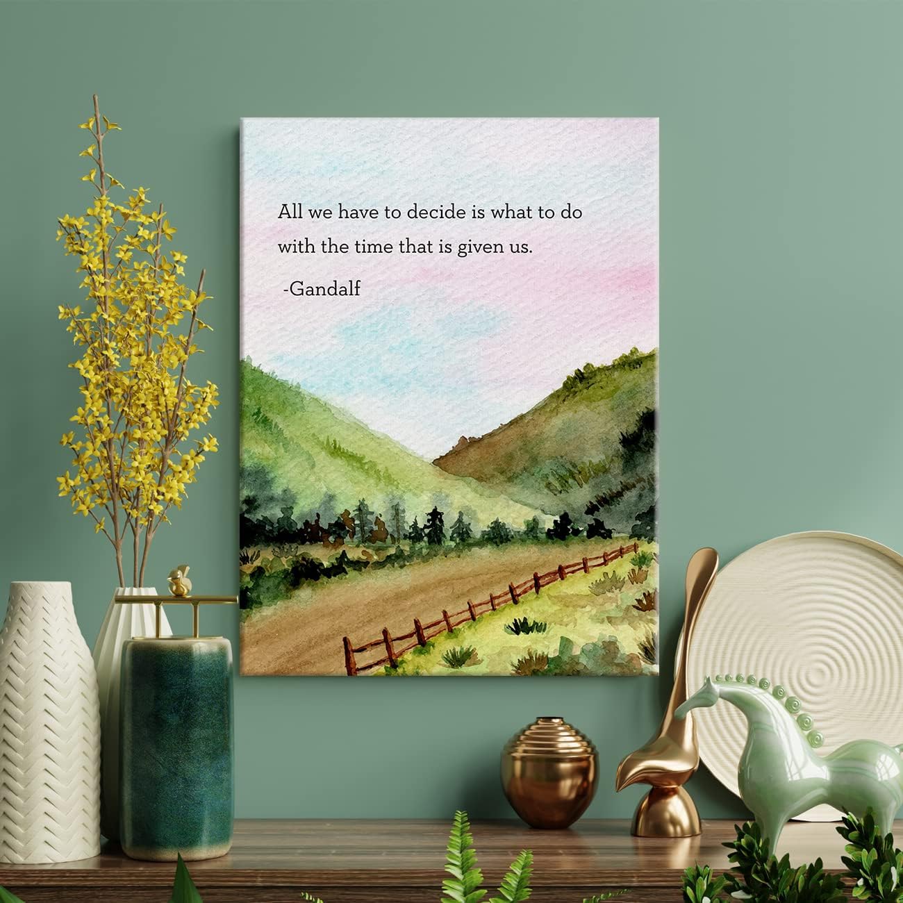 LEXSIVO Watercolor Print Canvas Wall Art Home Decor All We Have to Decide is What to Do with the Time That is Given us Painting 12x15 Canvas Poster Framed Ready to Hang