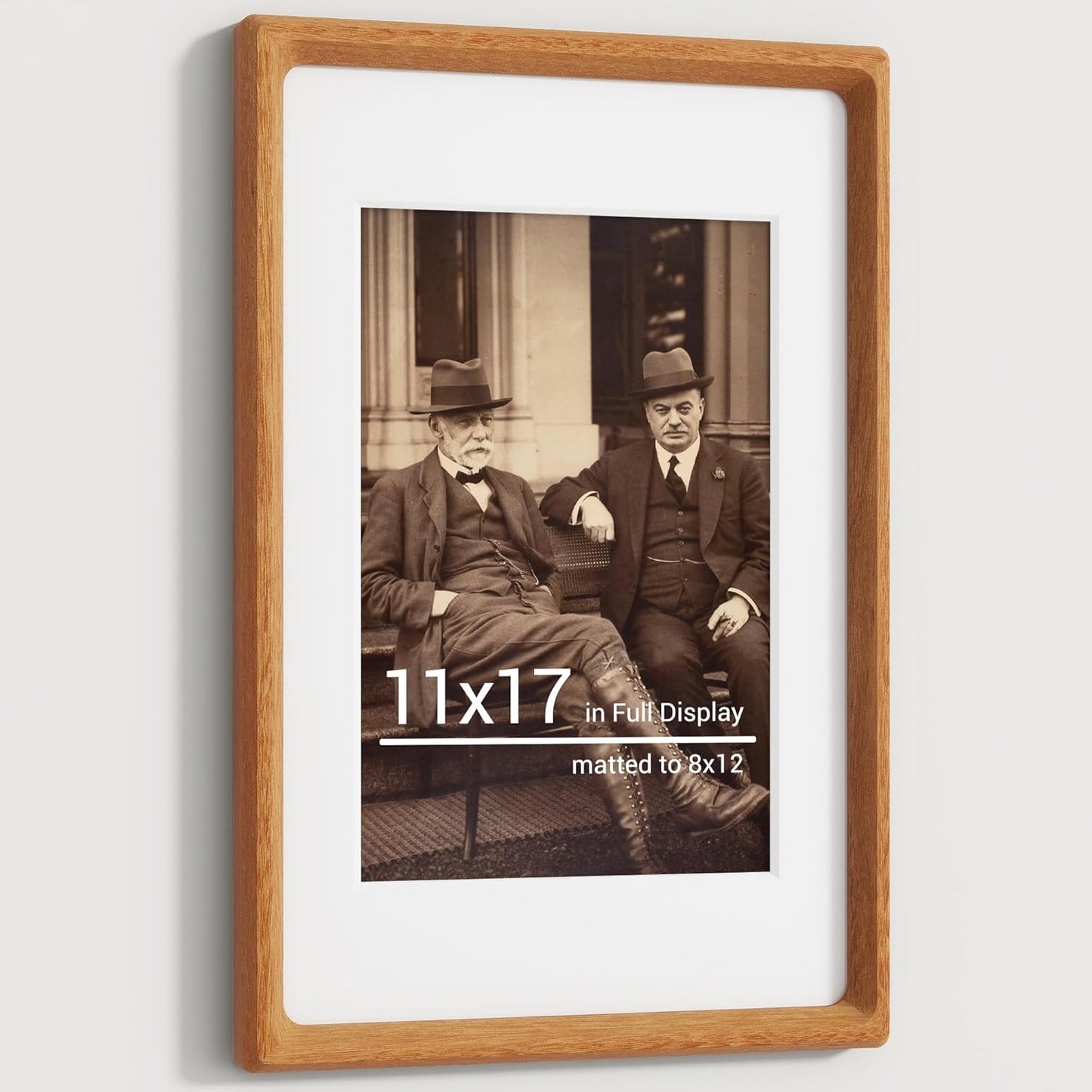 Heimlove 11x17 Picture Frames Natural Teak,Original Wood Hand Make Crafted Diploma Frame with Mat to 8x12 Graduation Picture Display,Family Picture,Wedding Picture,Photo,Certificate Wall Mounted