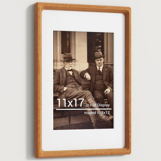 Heimlove 11x17 Picture Frames Natural Teak,Original Wood Hand Make Crafted Diploma Frame with Mat to 8x12 Graduation Picture Display,Family Picture,Wedding Picture,Photo,Certificate Wall Mounted
