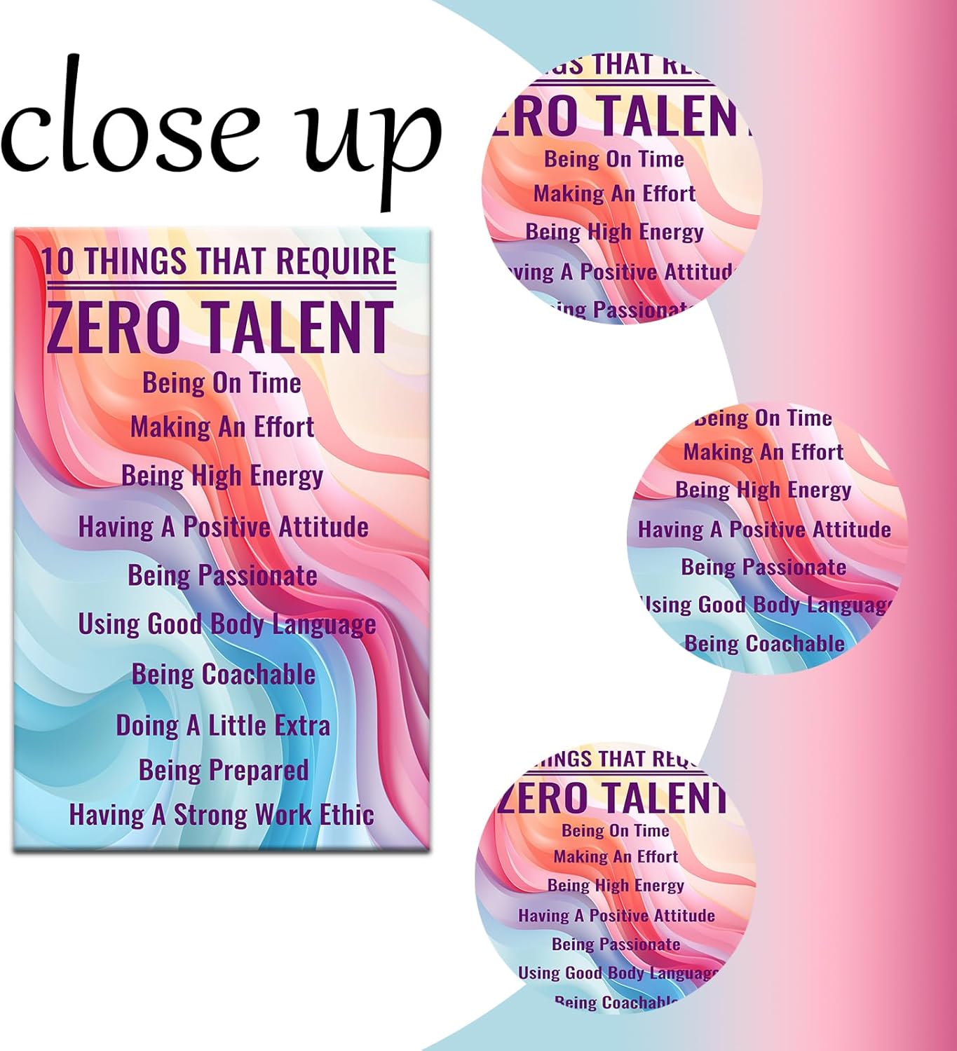 Inspirational Canvas Wall Art Motivational Entrepreneur Quotes 10 Things that Require Zero Talent Poster Print Positive Artwork for Home Bathroom Office Picture Decoration Ready to Hang [12''Wx18''H]