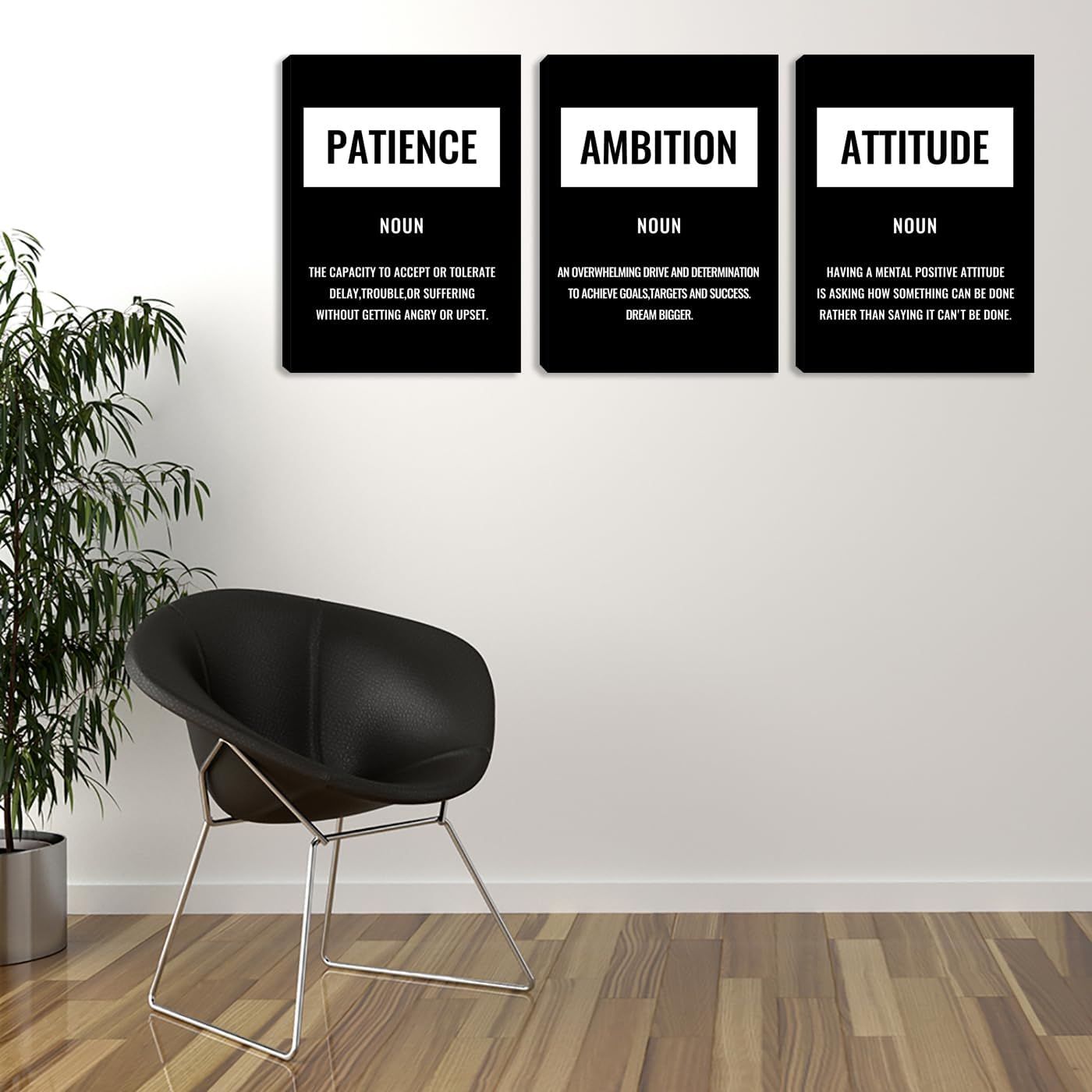 Large Wall Art Inspirational Canvas Painting Decor Motivational Black Quotes Poster Print Inspirational Positive Picture Artwork Home Office Living Room Bedroom Wall Decoration (72" Wx36 H)