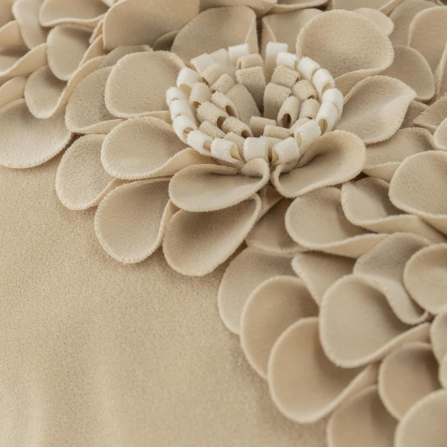 JWH Handmade 3D Flower Throw Pillow Covers Aesthetic Decorative Colorful Floral Accent Pillow Cases Stereo Pillowcase Cute Cushion for Car Bed Couch Bedroom Decor 18x18 Inch Camel White