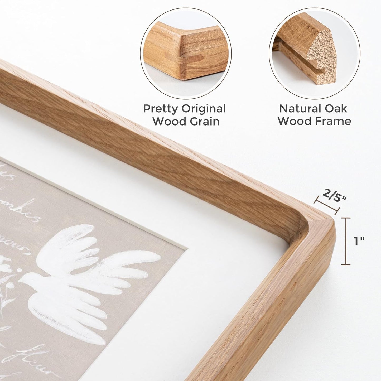 Heimlove 5x7 Picture Frames Natural Oak,Original Wood Hand Make Crafted Photo Frame with Mat to 4x6 Graduation Picture Display,Family Picture,Wedding Picture Tabletop & Wall Decoration