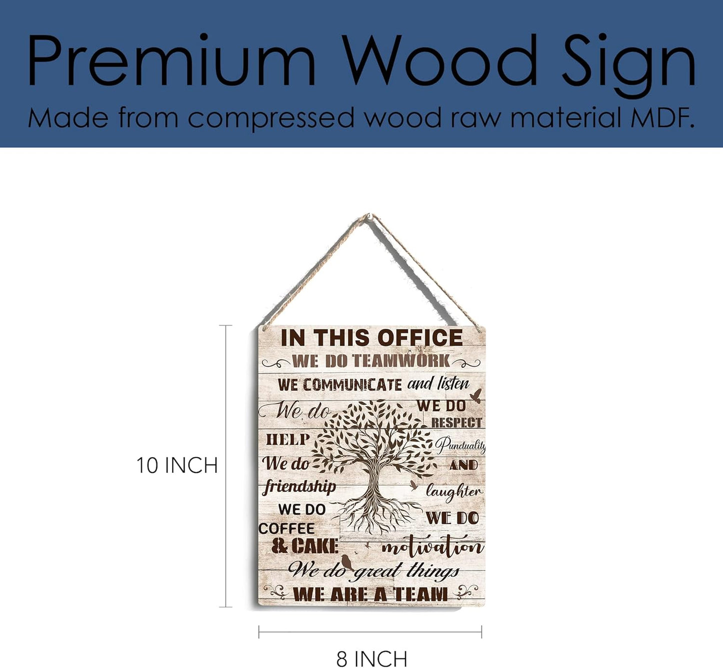 In This Office We Are A Team Inspirational Teamwork Wall Art Artwork for Office Birthday Christmas Gifts for Women Men Kids Wall Decor Framed Wooden Hanging Sign 10x8 Inch.