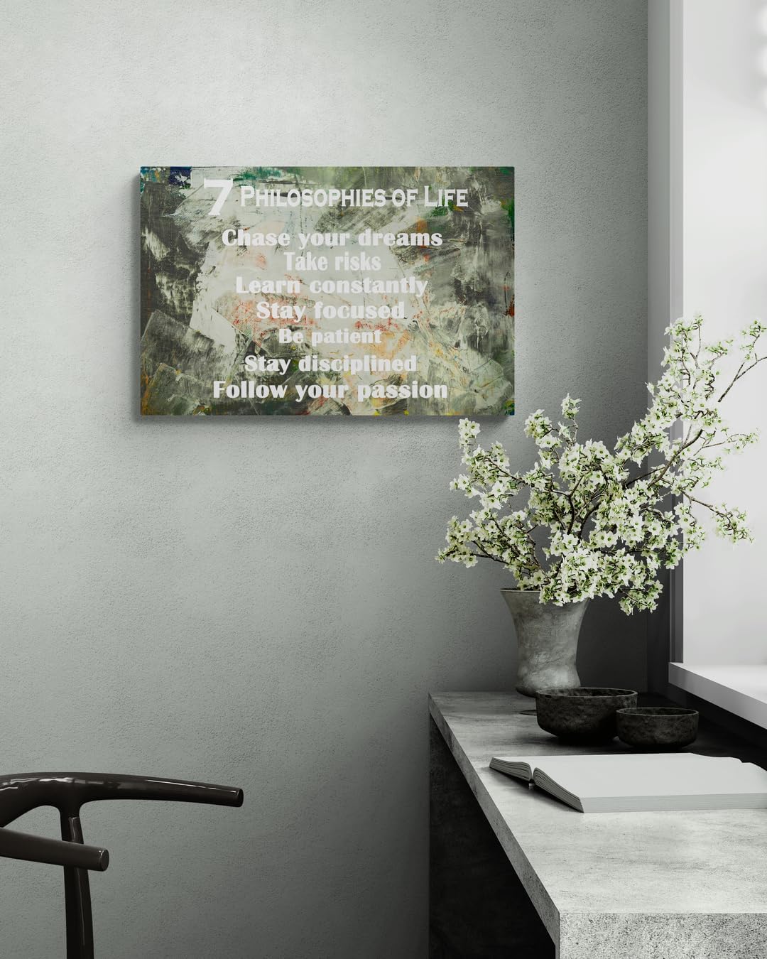 GoForArt Motivational Canvas Wall Art, Famous Quote 7 Philosophies Of Life Prints Wall Decor, Poster for Office Living Room, Bedroom Dining Room Artwork Home Decoration 12x18in