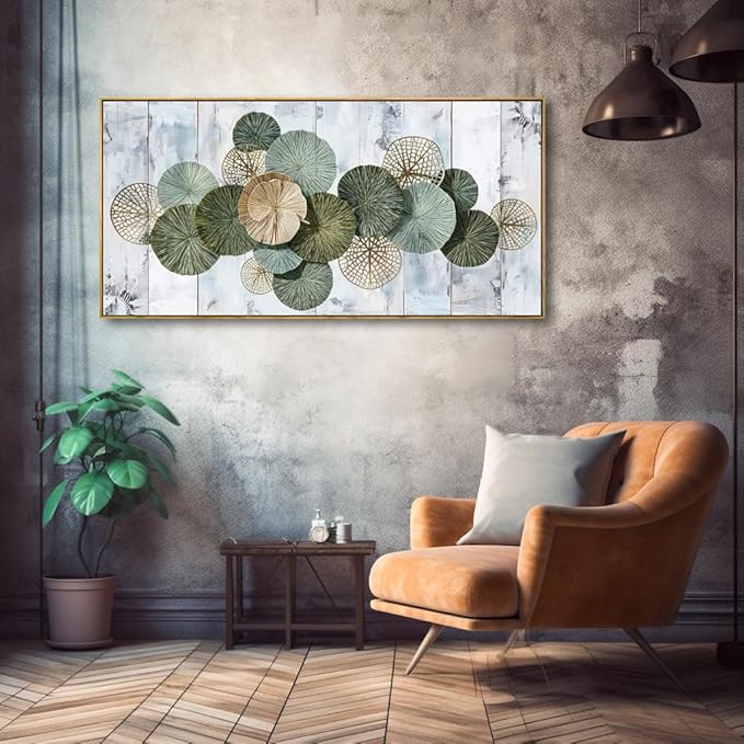 Wall Art Simple Wall Decor Green Canvas Painting Abstract Wall Art for Bedroom Living Room Dining Room Home Office Decor 20"x40" with Framed