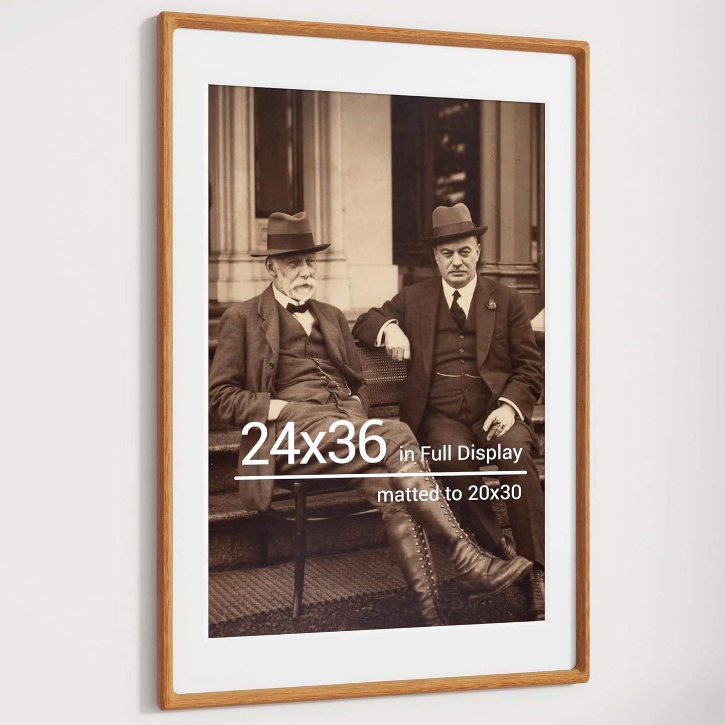 Heimlove 24x36 Picture Frames Natural Teak,Original Wood Hand Make Crafted Poster Frame with Mat to 20x30 Graduation Picture Display,Family Picture,Wedding Picture,Photo,Document Wall Decoration