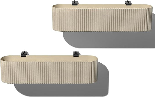 Veradek Demi Series Railing Planter - Hanging Planter Box for Windowsill/Balcony | Plastic-Stone Composite w/Railing Bracket | Modern Décor for Flowers