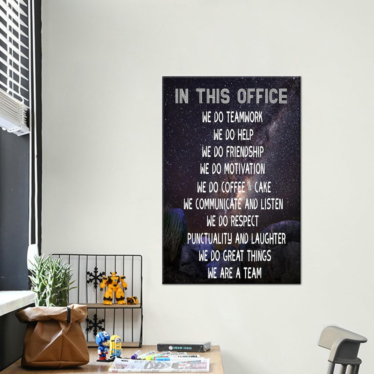 Inspirational Poster Wall Art Motivational Quotes We Do Teamwork Picture Print on Canvas Positive Painting Artwork for Living Room Office Gym Wall Decoration Stretched and Framed [24''Wx36''H]