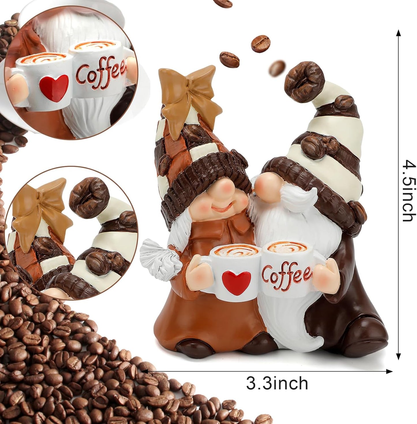 Coffee Gnomes Coffee Bar Decor Accessories Spring Summer Gnome Decorations Gifts Fall Gnomes Decorations for Home Tiered Tray Table Ornaments Indoor