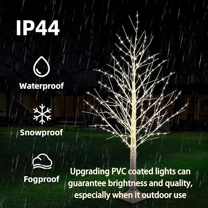 2pack 4FT 240 LED Christmas Birch Tree Warm White Lights with Twinkle Lights, LED Lighted Birch Tree for Indoor Outdoor Christmas Tree Decorations