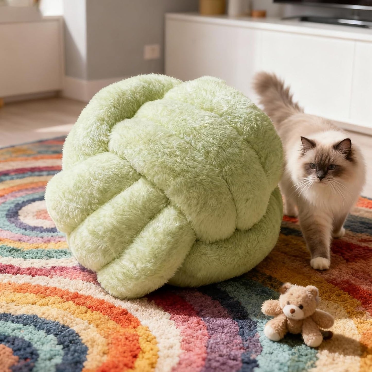 Knot Pillow Ball Plush - Decorative Throw Pillows for Bed Relieve Stress, Round Knot Cushion for Sofa Decor Pet Toy, Sage Green 12 inch