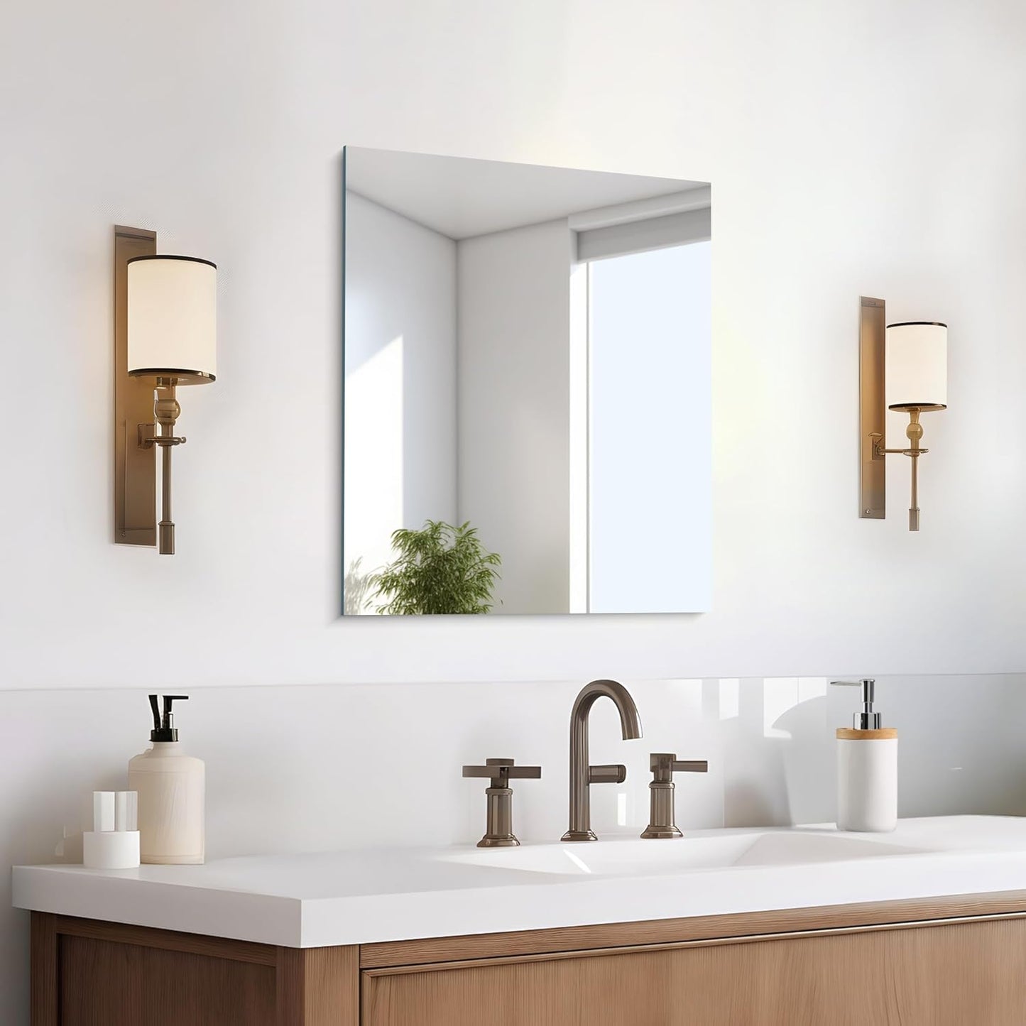 Frameless Mirror 16"x20", Rectangle Bathroom Mirror, Shatterproof Vanity Mirrors Polished Edge, Unframed Mirrors for Wall Hangs Horizontally or Vertically for Home Gym Bedroom Living Room